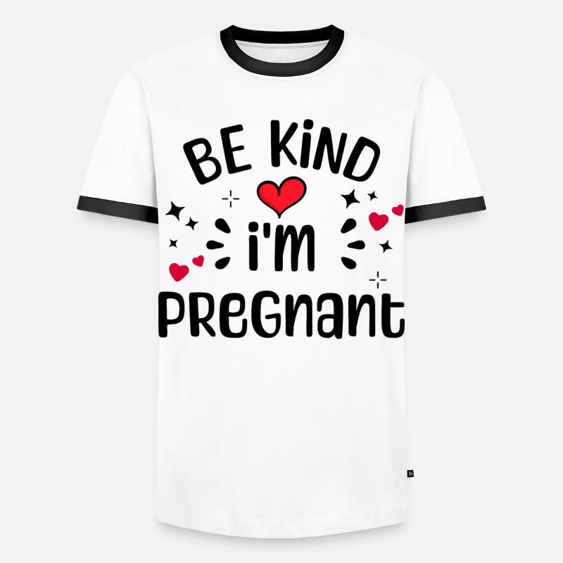 Herz Schwangerschaft Schwanger Statement Mutter - Männer Kontrast-T-Shirt - Weiß/Schwarz