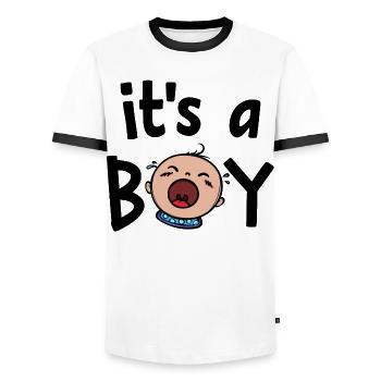 Déclaration de la famille enceinte Grossesse Bébé - T-shirt contrasté Homme - blanc/noir - Devant - AI Model Female 172 light (172cm) & AI Model Male 178 dark (178cm)