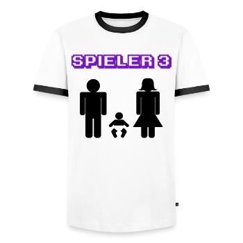 Déclaration des parents enceintes Famille Bonheur Bébé - T-shirt contrasté Homme - blanc/noir - Devant - AI Model Female 172 light (172cm) & AI Model Male 178 dark (178cm)