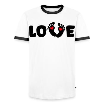 Schwanger Herz Babyfüße Schwangerschaft Mutter - Männer Kontrast-T-Shirt - Weiß/Schwarz - Vorne - AI Model Female 172 light (172cm) & AI Model Male 178 dark (178cm)