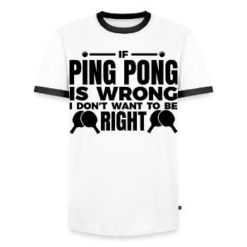 Blague sur le tennis de table - T-shirt contrasté Homme - blanc/noir - Devant - AI Model Female 172 light (172cm) & AI Model Male 178 dark (178cm)