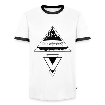 I'm a Waundara - I am a wanderer, dialect - Men's Ringer Shirt - white/black - Front - AI Model Female 172 light (172cm) & AI Model Male 178 dark (178cm)