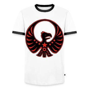 Protective totem eagle - Men's Ringer Shirt - white/black - Front - AI Model Female 172 light (172cm) & AI Model Male 178 dark (178cm)