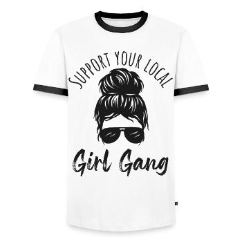 Support your local Girl Gang! Frauenpower, Sport - Männer Kontrast-T-Shirt - Weiß/Schwarz - Vorne - AI Model Female 172 light (172cm) & AI Model Male 178 dark (178cm)