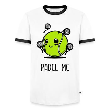 Padel Ball Racket Sportart Statement Spieler - Männer Kontrast-T-Shirt - Weiß/Schwarz - Vorne - AI Model Female 172 light (172cm) & AI Model Male 178 dark (178cm)