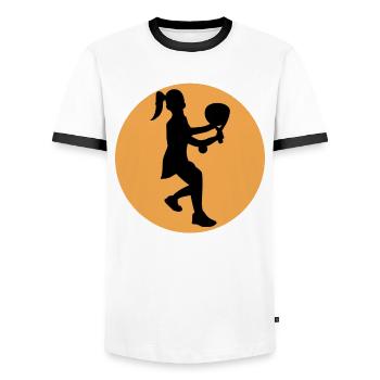 Schläger Bälle Trainer Padel Spieler Training - Männer Kontrast-T-Shirt - Weiß/Schwarz - Vorne - AI Model Female 172 light (172cm) & AI Model Male 178 dark (178cm)