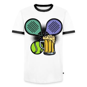 Raquette Padel Balls Player Padel Sport - T-shirt contrasté Homme - blanc/noir - Devant - AI Model Female 172 light (172cm) & AI Model Male 178 dark (178cm)