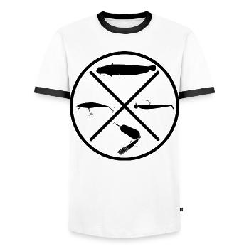 Catfish - Men's Ringer Shirt - white/black - Front - AI Model Female 172 light (172cm) & AI Model Male 178 dark (178cm)