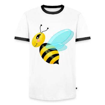 Flying graceful bee - Men's Ringer Shirt - white/black - Front - AI Model Female 172 light (172cm) & AI Model Male 178 dark (178cm)