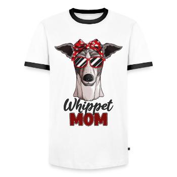 Dog breed Whippet Mom dog owner dog pet - Men's Ringer Shirt - white/black - Front - AI Model Female 172 light (172cm) & AI Model Male 178 dark (178cm)