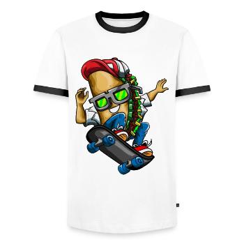 Taco Skateboard Skater Skating Dinco de Mayo - Männer Kontrast-T-Shirt - Weiß/Schwarz - Vorne - AI Model Female 172 light (172cm) & AI Model Male 178 dark (178cm)