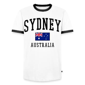 Sydney Australie Drapeau Conception des villes - T-shirt contrasté Homme - blanc/noir - Devant - AI Model Female 172 light (172cm) & AI Model Male 178 dark (178cm)