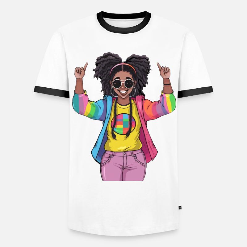 Bunte Regenbogen Freundschaftsdesign - Männer Kontrast-T-Shirt - Weiß/Schwarz