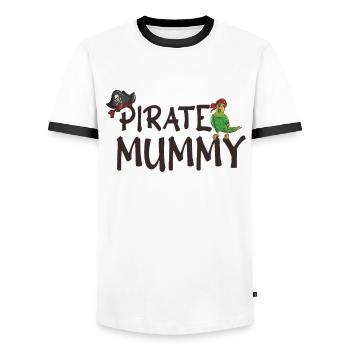Pirate Mommy Women Girl Pirate Costume Movie Night - Men's Ringer Shirt - white/black - Front - AI Model Female 172 light (172cm) & AI Model Male 178 dark (178cm)