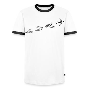 Der Flug des schwarzen Vogels - Männer Kontrast-T-Shirt - Weiß/Schwarz - Vorne - AI Model Female 172 light (172cm) & AI Model Male 178 dark (178cm)