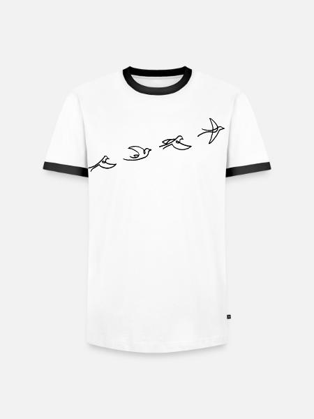 Le vol de l'oiseau noir - T-shirt contrasté Homme - blanc/noir