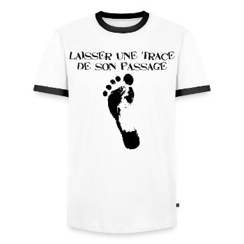 Laisser une trace de son passage (noir) - T-shirt contrasté Homme - blanc/noir - Devant - AI Model Female 172 light (172cm) & AI Model Male 178 dark (178cm)