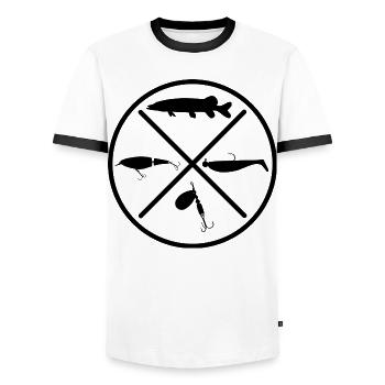Brochet - T-shirt contrasté Homme - blanc/noir - Devant - AI Model Female 172 light (172cm) & AI Model Male 178 dark (178cm)