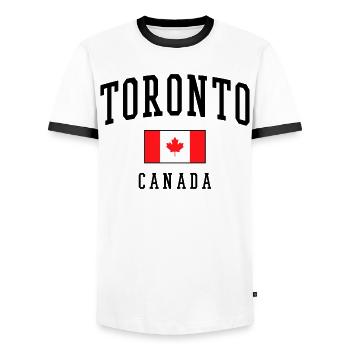 Idée cadeau pour le design du drapeau du Canada à Toronto - T-shirt contrasté Homme - blanc/noir - Devant - AI Model Female 172 light (172cm) & AI Model Male 178 dark (178cm)