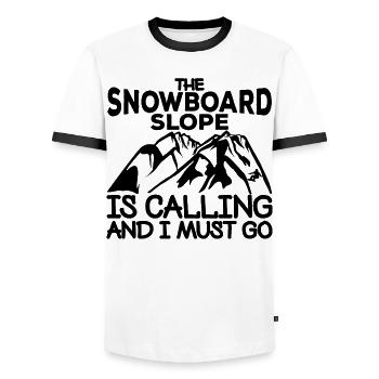 Motivating snowboarding slogan - Men's Ringer Shirt - white/black - Front - AI Model Female 172 light (172cm) & AI Model Male 178 dark (178cm)