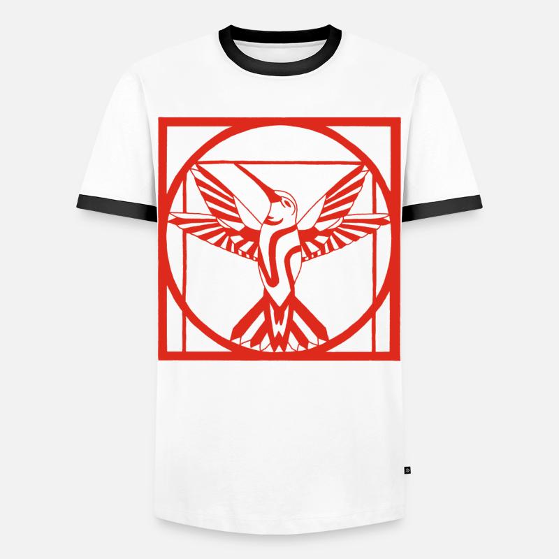 Vitruvius red bird - Men's Ringer Shirt - white/black