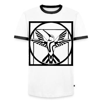 Vitruvian black bird - Men's Ringer Shirt - white/black - Front - AI Model Female 172 light (172cm) & AI Model Male 178 dark (178cm)