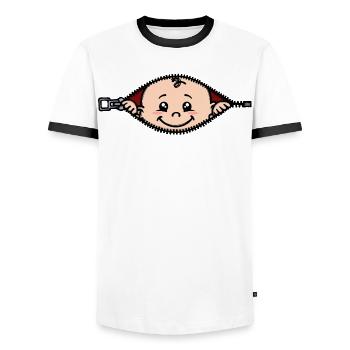 Baby Pregnancy Pregnant Baby bump mother - Men's Ringer Shirt - white/black - Front - AI Model Female 172 light (172cm) & AI Model Male 178 dark (178cm)