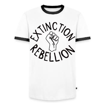Extinction Rebellion Faust - T-shirt contrasté Homme - blanc/noir - Devant - AI Model Female 172 light (172cm) & AI Model Male 178 dark (178cm)