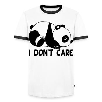 I don't care (Englisch) - Männer Kontrast-T-Shirt - Weiß/Schwarz - Vorne - AI Model Female 172 light (172cm) & AI Model Male 178 dark (178cm)