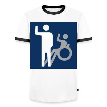 Nicht alle Behinderungen sind sichtbar * - Männer Kontrast-T-Shirt - Weiß/Schwarz - Vorne - AI Model Female 172 light (172cm) & AI Model Male 178 dark (178cm)