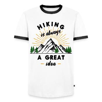 Wanderung Bergsteigen Wandern Wanderer Statement - Männer Kontrast-T-Shirt - Weiß/Schwarz - Vorne - AI Model Female 172 light (172cm) & AI Model Male 178 dark (178cm)