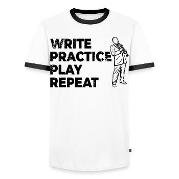 Motivating clarinet saying - Men's Ringer Shirt - white/black - Front - AI Model Female 172 light (172cm) & AI Model Male 178 dark (178cm)