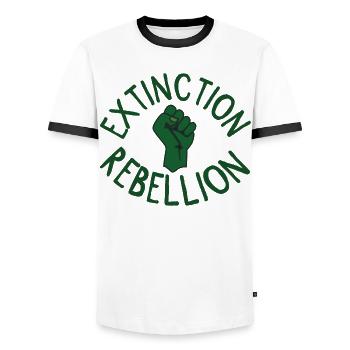 Extinction Rebellion Faust vert - T-shirt contrasté Homme - blanc/noir - Devant - AI Model Female 172 light (172cm) & AI Model Male 178 dark (178cm)