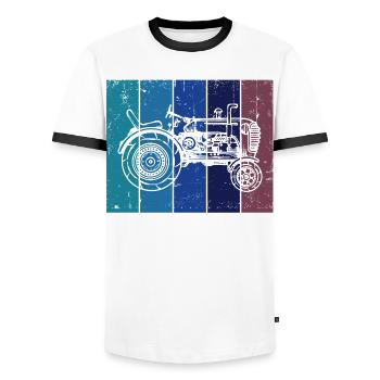 Agriculture Vehicle Tractor Motor Vehicle Field - Men's Ringer Shirt - white/black - Front - AI Model Female 172 light (172cm) & AI Model Male 178 dark (178cm)