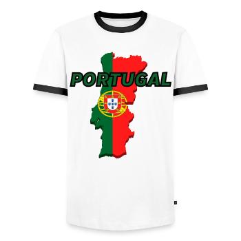 Carte drapeau du Portugal - T-shirt contrasté Homme - blanc/noir - Devant - AI Model Female 172 light (172cm) & AI Model Male 178 dark (178cm)