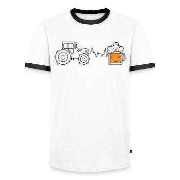 Kraftfahrzeug Traktor Nutzfahrzeug Ackerbau Feld - Männer Kontrast-T-Shirt - Weiß/Schwarz - Vorne - AI Model Female 172 light (172cm) & AI Model Male 178 dark (178cm)
