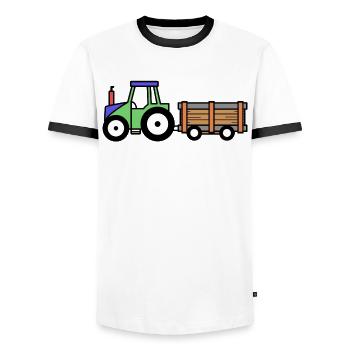 Field Farmer Tractor Farm Machinery Farm - Men's Ringer Shirt - white/black - Front - AI Model Female 172 light (172cm) & AI Model Male 178 dark (178cm)