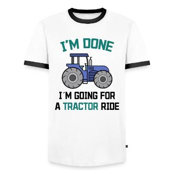 Farmer Tractor Statement Farm Agriculture - Men's Ringer Shirt - white/black - Front - AI Model Female 172 light (172cm) & AI Model Male 178 dark (178cm)