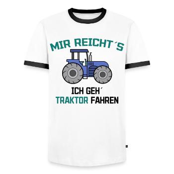 Traktor Statement Bauer Ackerbau Kraftfahrzeug - Männer Kontrast-T-Shirt - Weiß/Schwarz - Vorne - AI Model Female 172 light (172cm) & AI Model Male 178 dark (178cm)