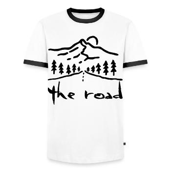 La route noire - T-shirt contrasté Homme - blanc/noir - Devant - AI Model Female 172 light (172cm) & AI Model Male 178 dark (178cm)