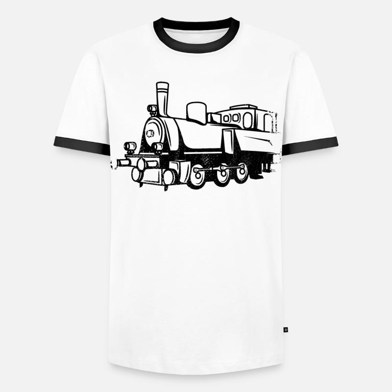 Train Drawing - Men's Ringer Shirt - white/black