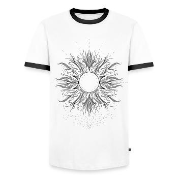 Midsummer Sun with Triple Moon - Men's Ringer Shirt - white/black - Front - AI Model Female 172 light (172cm) & AI Model Male 178 dark (178cm)