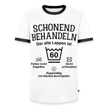 60. Geburtstag Schonend Behandeln Alte Lappen 60 - Männer Kontrast-T-Shirt - Weiß/Schwarz - Vorne - AI Model Female 172 light (172cm) & AI Model Male 178 dark (178cm)