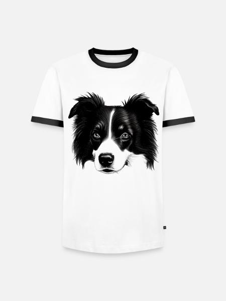 Border Collie Irish Herding Dog - Men's Ringer Shirt - white/black