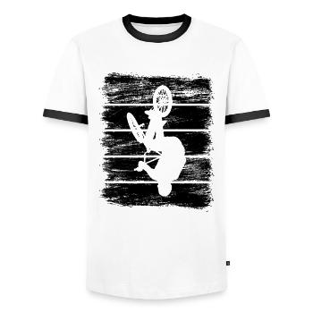 BMX Fahrer Skizze - Männer Kontrast-T-Shirt - Weiß/Schwarz - Vorne - AI Model Female 172 light (172cm) & AI Model Male 178 dark (178cm)