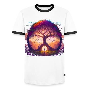 Baum der Träume - Männer Kontrast-T-Shirt - Weiß/Schwarz - Vorne - AI Model Female 172 light (172cm) & AI Model Male 178 dark (178cm)