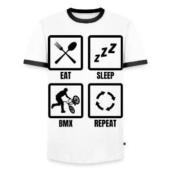 Horaire BMX - T-shirt contrasté Homme - blanc/noir - Devant - AI Model Female 172 light (172cm) & AI Model Male 178 dark (178cm)