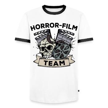 Cinema Night Statement Team Movies Theatre Films - Men's Ringer Shirt - white/black - Front - AI Model Female 172 light (172cm) & AI Model Male 178 dark (178cm)
