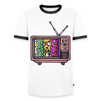 Movies, Actors, Movie Night, Movies, Cineaste Cinema - Men's Ringer Shirt - white/black - Front - AI Model Female 172 light (172cm) & AI Model Male 178 dark (178cm)
