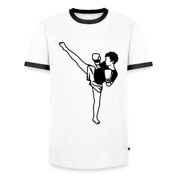 Kidboxer Dessin d’enfant - T-shirt contrasté Homme - blanc/noir - Devant - AI Model Female 172 light (172cm) & AI Model Male 178 dark (178cm)